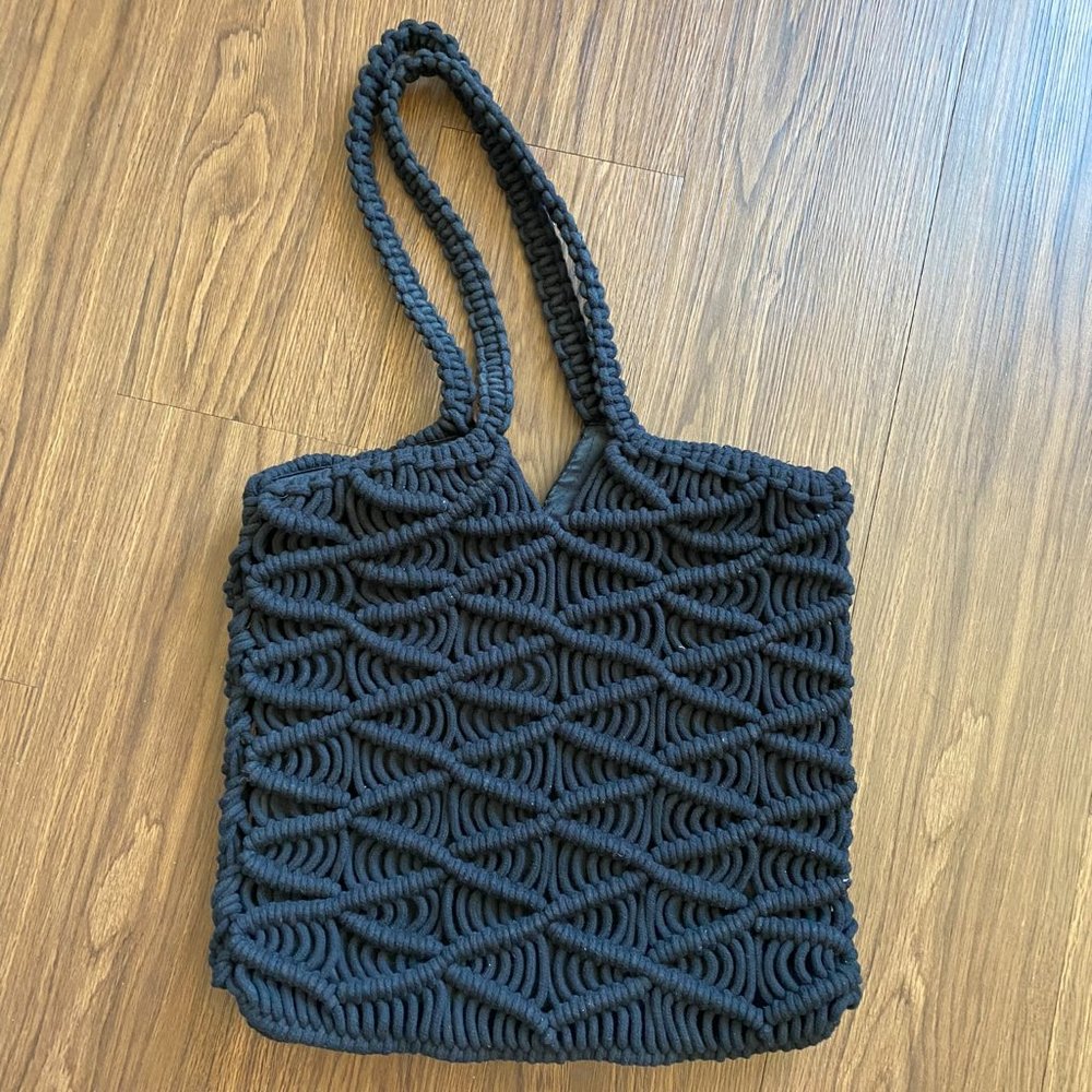 Black The Beach Collection Macrame Tote Purse Bag - C&C California